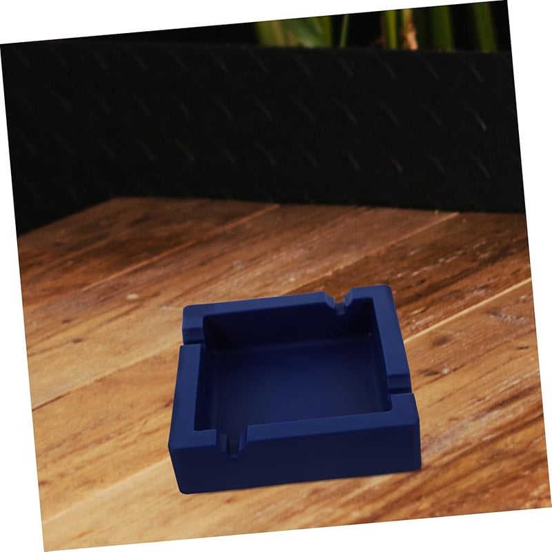 Silicone Ashtray High Temperature Resistant Square Indoor Outdoor Easy Clean Blue - Image 5